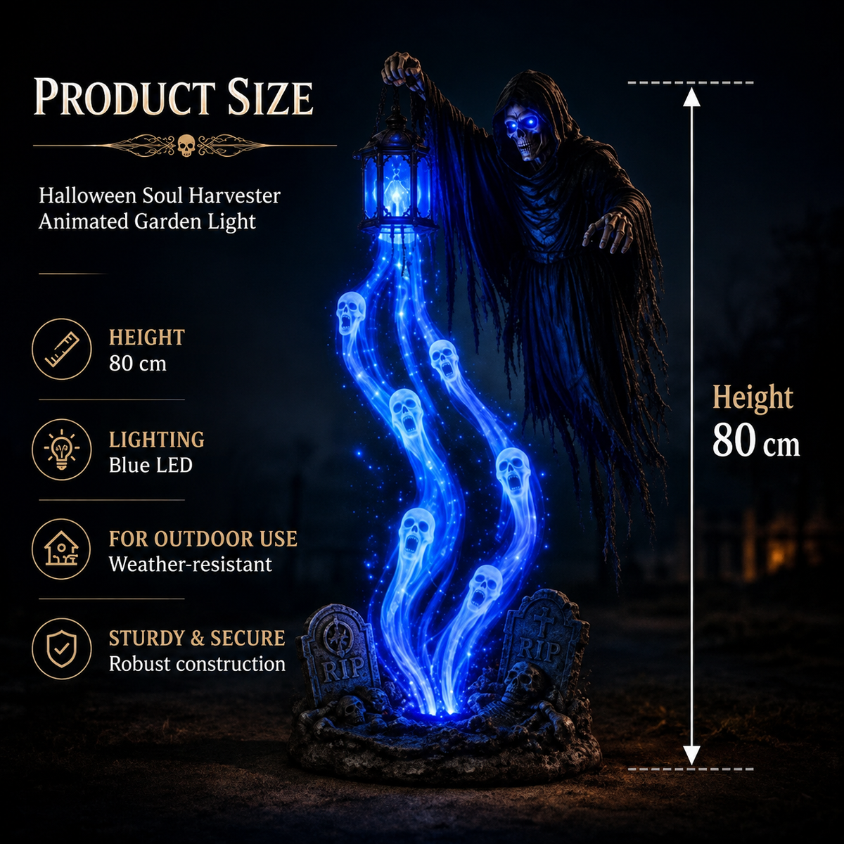 🎁 50% OFF Today 🎁 💀 Animated “Soul Harvester” Halloween Garden Light – Spooky Outdoor Decoration