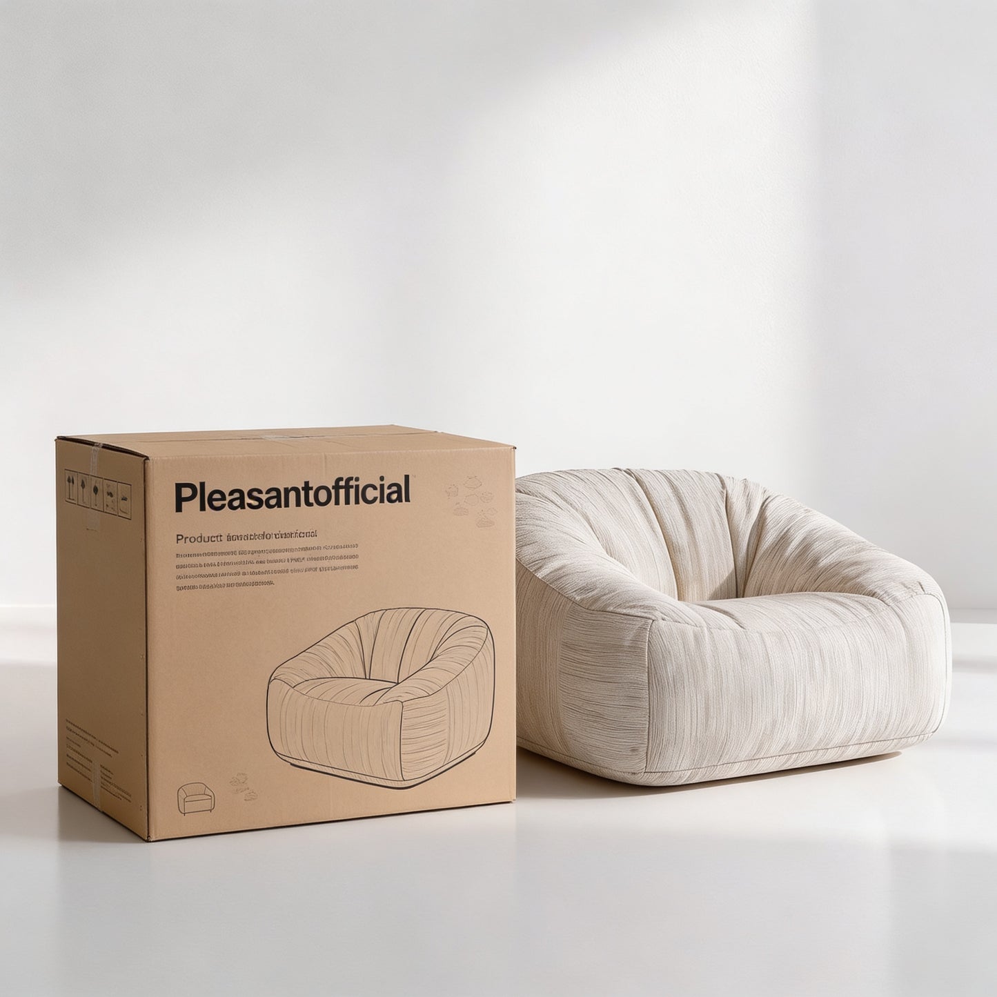 Beige Textured Linen-Blend Cloud Armchair
