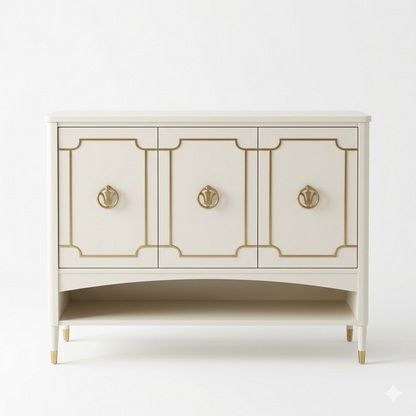 Cream & Gold Regency-Style Sideboard