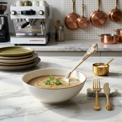 Ivory & Gold Baroque Ornate Serving Spoon