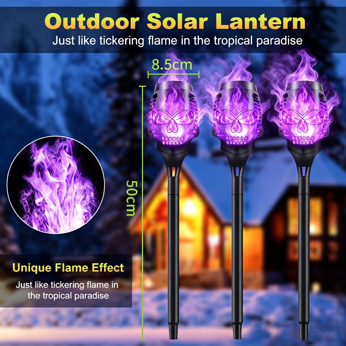 🔥Halloween Early Bird Special Sale 55% OFF🔥Halloween Solar Skull Flame Lights💀 Halloween yard scene