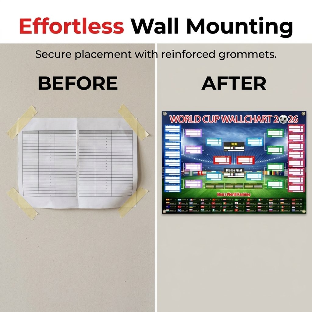 ⚽🏆 Ultimate 2026 Soccer Fan Wall Chart Kit – Group Stage & Knockout Posters (23.6 x 35.4). Marker Pen & Mounting Strips Included 🎁