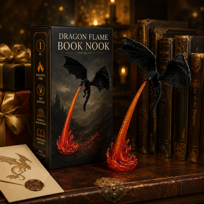 Dragon Flame Book Nook – Light-Up Fantasy Dragon Bookshelf Decor