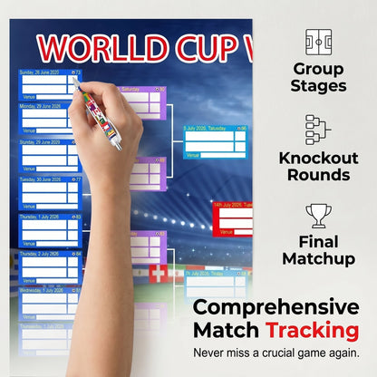 ⚽🏆 Ultimate 2026 Soccer Fan Wall Chart Kit – Group Stage & Knockout Posters (23.6 x 35.4). Marker Pen & Mounting Strips Included 🎁