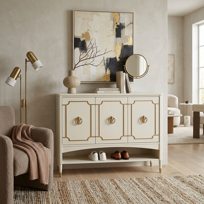 Cream & Gold Regency-Style Sideboard