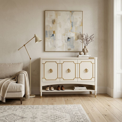 Cream & Gold Regency-Style Sideboard