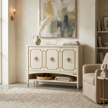 Cream & Gold Regency-Style Sideboard
