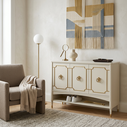 Cream & Gold Regency-Style Sideboard