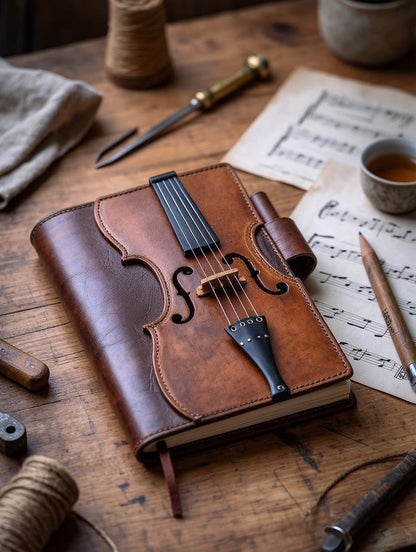 🎻Vintage Violin Leather Notebook - Retro Lined Journal for Writing. Musical Gift for Musicians. Music Teachers & Music Lovers(Buy 2 Free Shipping)