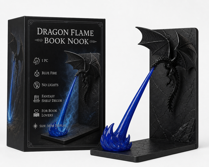 Dragon Flame Book Nook – Light-Up Fantasy Dragon Bookshelf Decor