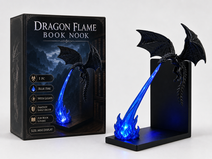 Dragon Flame Book Nook – Light-Up Fantasy Dragon Bookshelf Decor