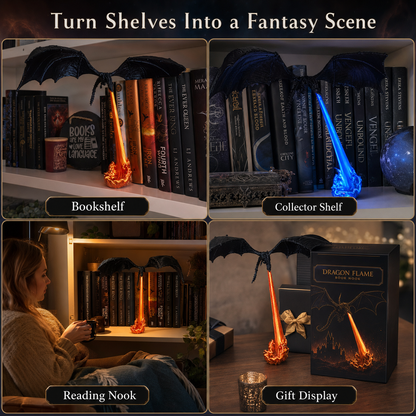 Dragon Flame Book Nook – Light-Up Fantasy Dragon Bookshelf Decor