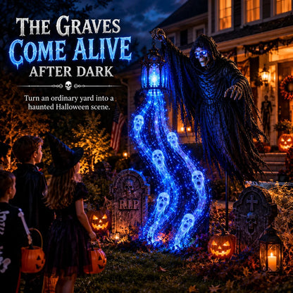 🎁 50% OFF Today 🎁 💀 Animated “Soul Harvester” Halloween Garden Light – Spooky Outdoor Decoration