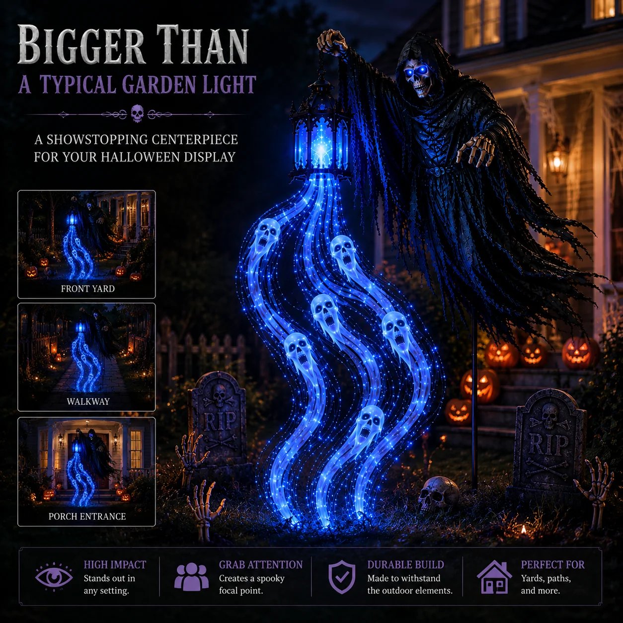 🎁 50% OFF Today 🎁 💀 Animated “Soul Harvester” Halloween Garden Light – Spooky Outdoor Decoration