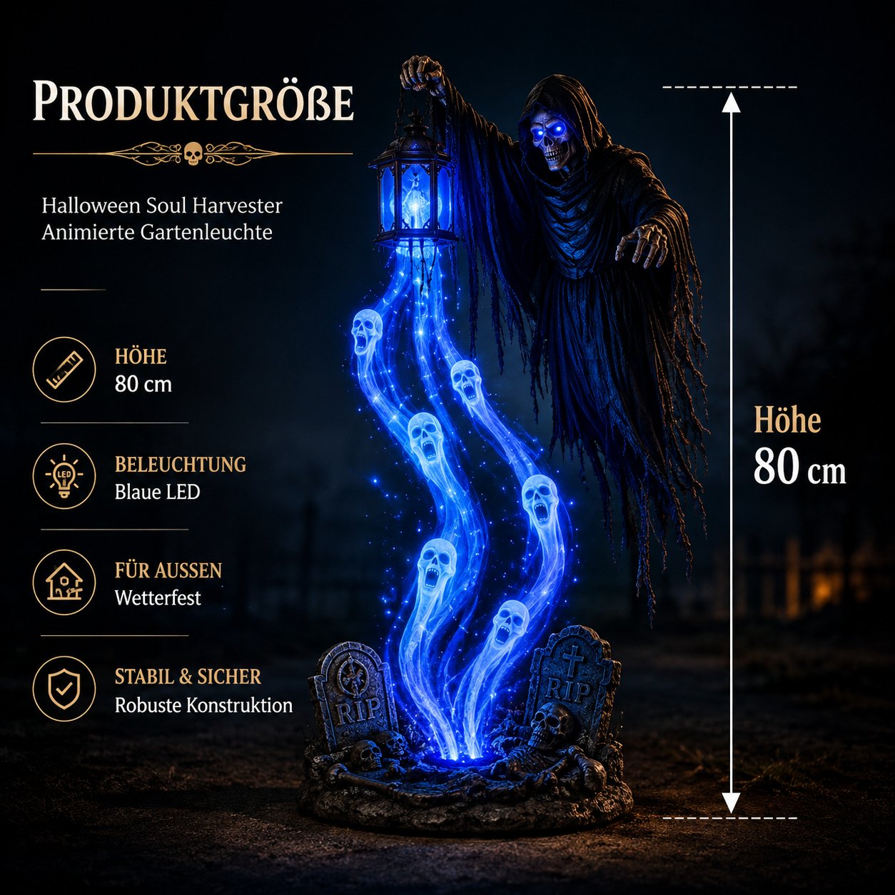 🎁 50% OFF Today 🎁 💀 Animated “Soul Harvester” Halloween Garden Light – Spooky Outdoor Decoration