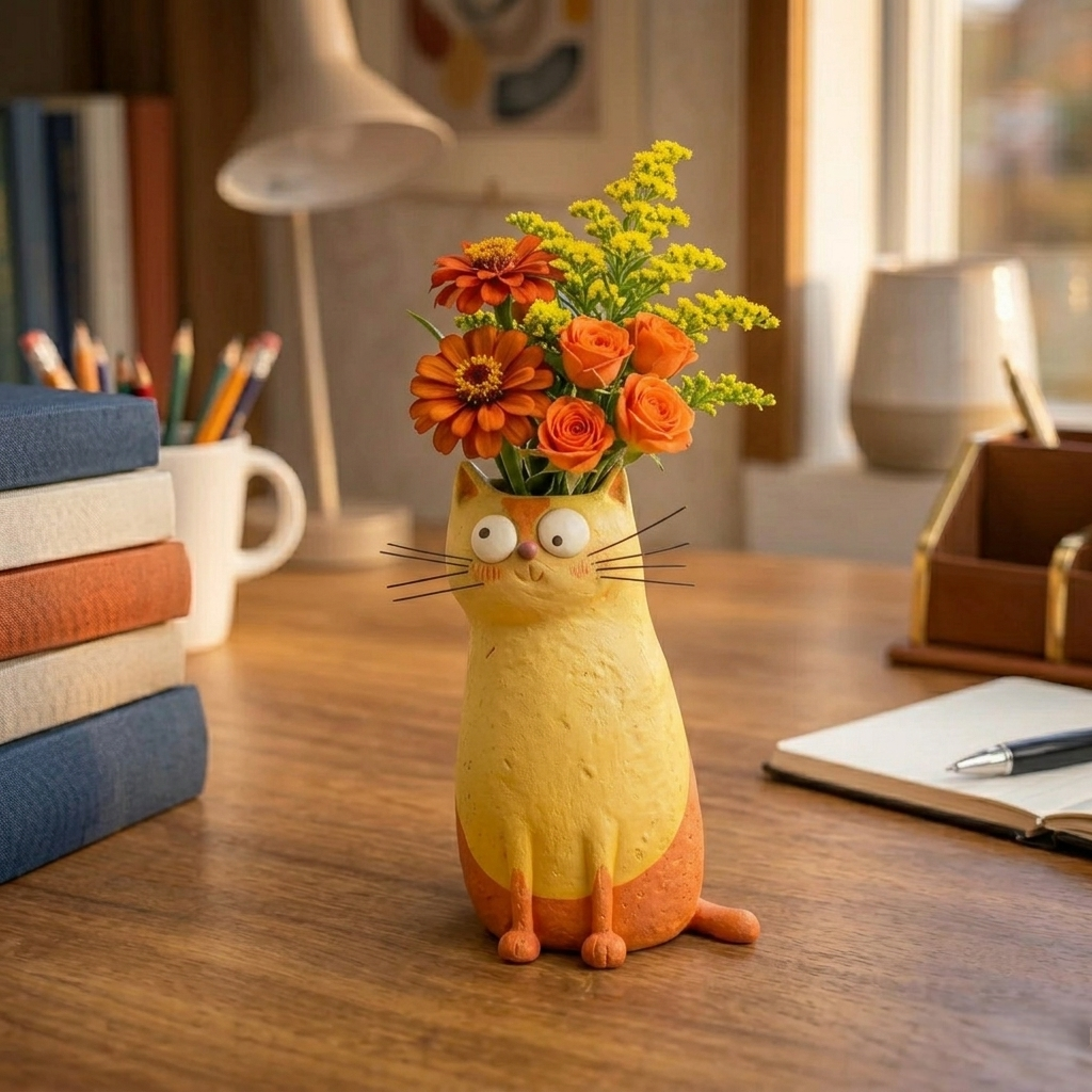 🔥LAST DAY49% OFF - 😻Handcrafted Quirky Cat Vase
