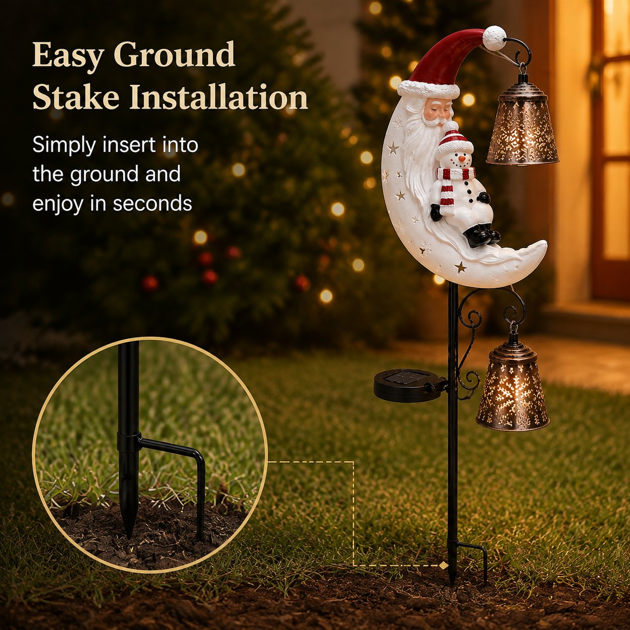 🔔 Christmas Moon Solar Stake Light