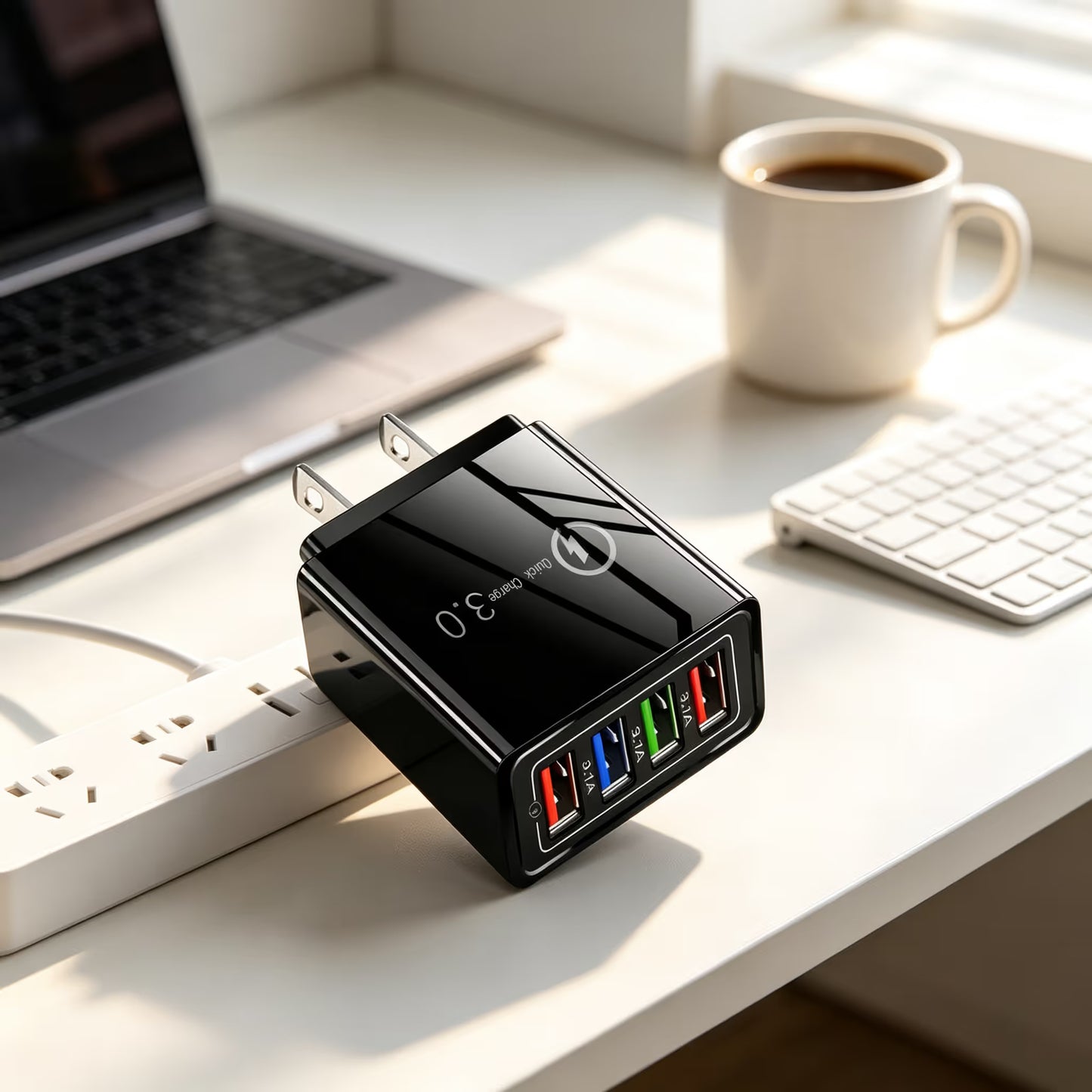 Four-Port Travel Charger for Extended Phone Battery Life