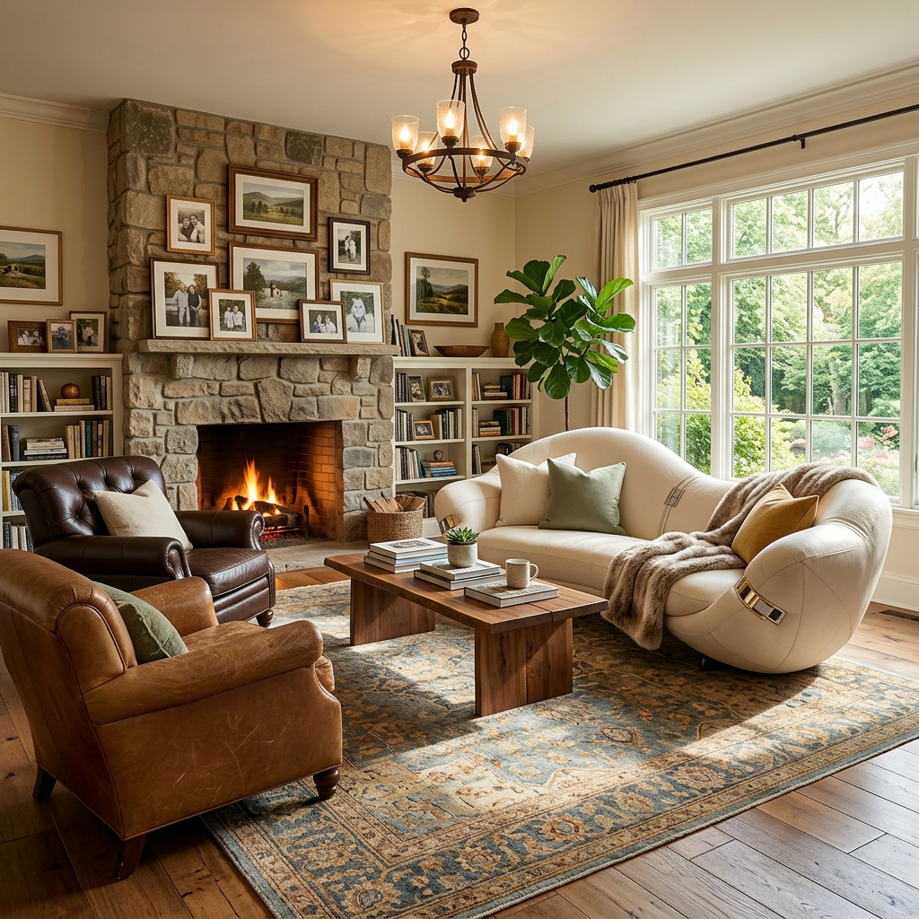 Sculptural Cream Leather Curved Loveseat Sofa – Avant-Garde Organic Modern 2-Seater Lounge with Gold & Chrome Hardware Accents