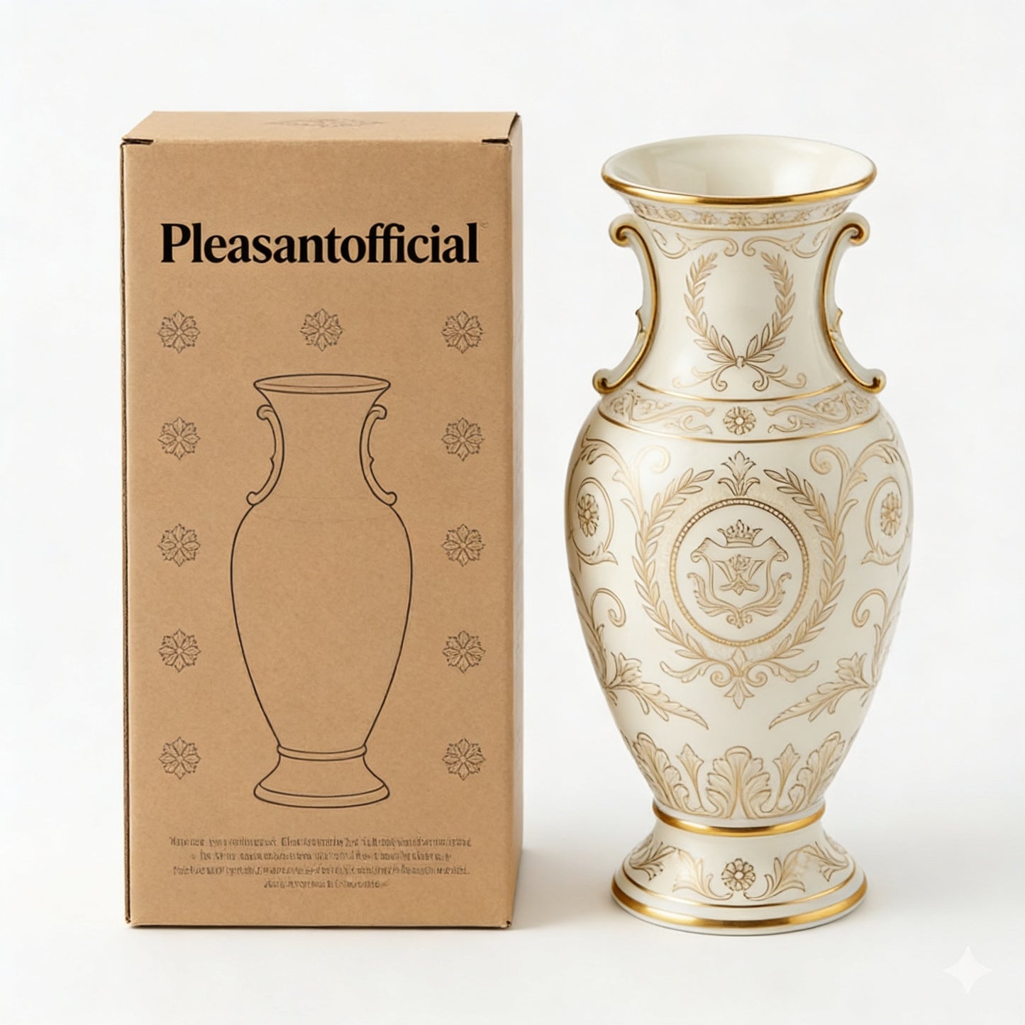 Cream & Gold Ornate Neoclassical Porcelain Vase