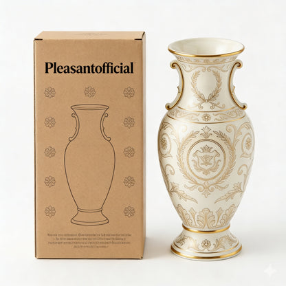 Cream & Gold Ornate Neoclassical Porcelain Vase